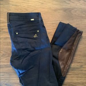 DL1961 dark blue with leather trim, jeggings